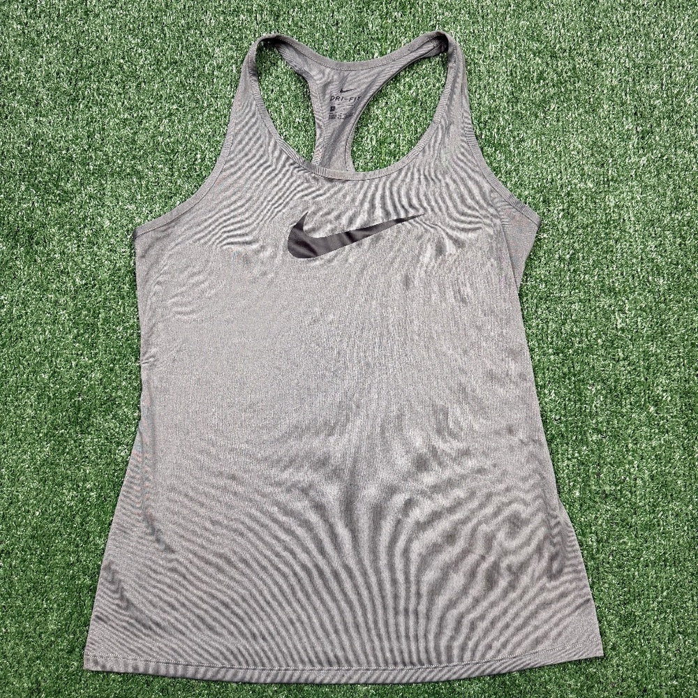 Nike Tank Top Shirt Size M Gray Lightweight Sleeveless Center Swoosh Performance